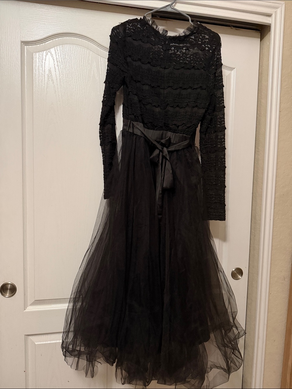Baltic Born Black Lace Long Sleeve Tulle Gown - Picture 3 of 3